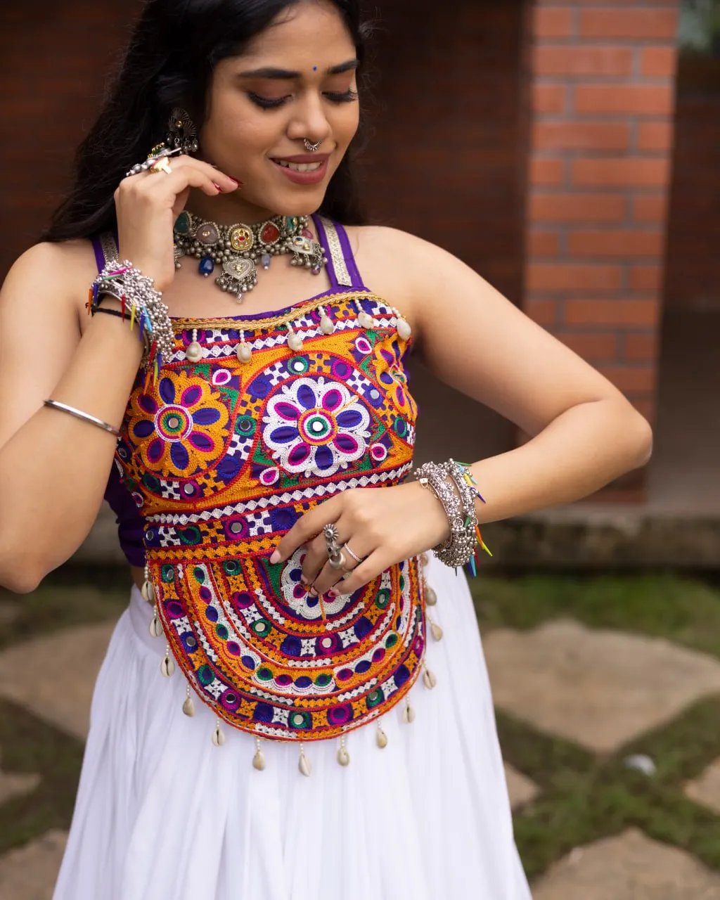 WMT 8065 Rayon Cotton Gamthi Work Navratri Fancy Garba Dress Usa