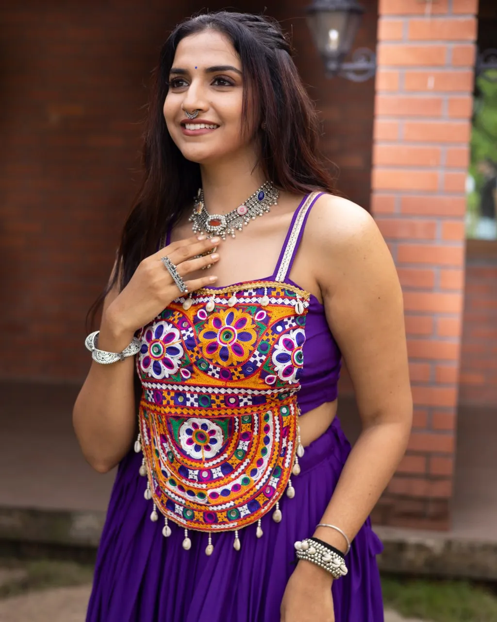 WMT 8065 Rayon Cotton Gamthi Work Navratri Fancy Garba Dress