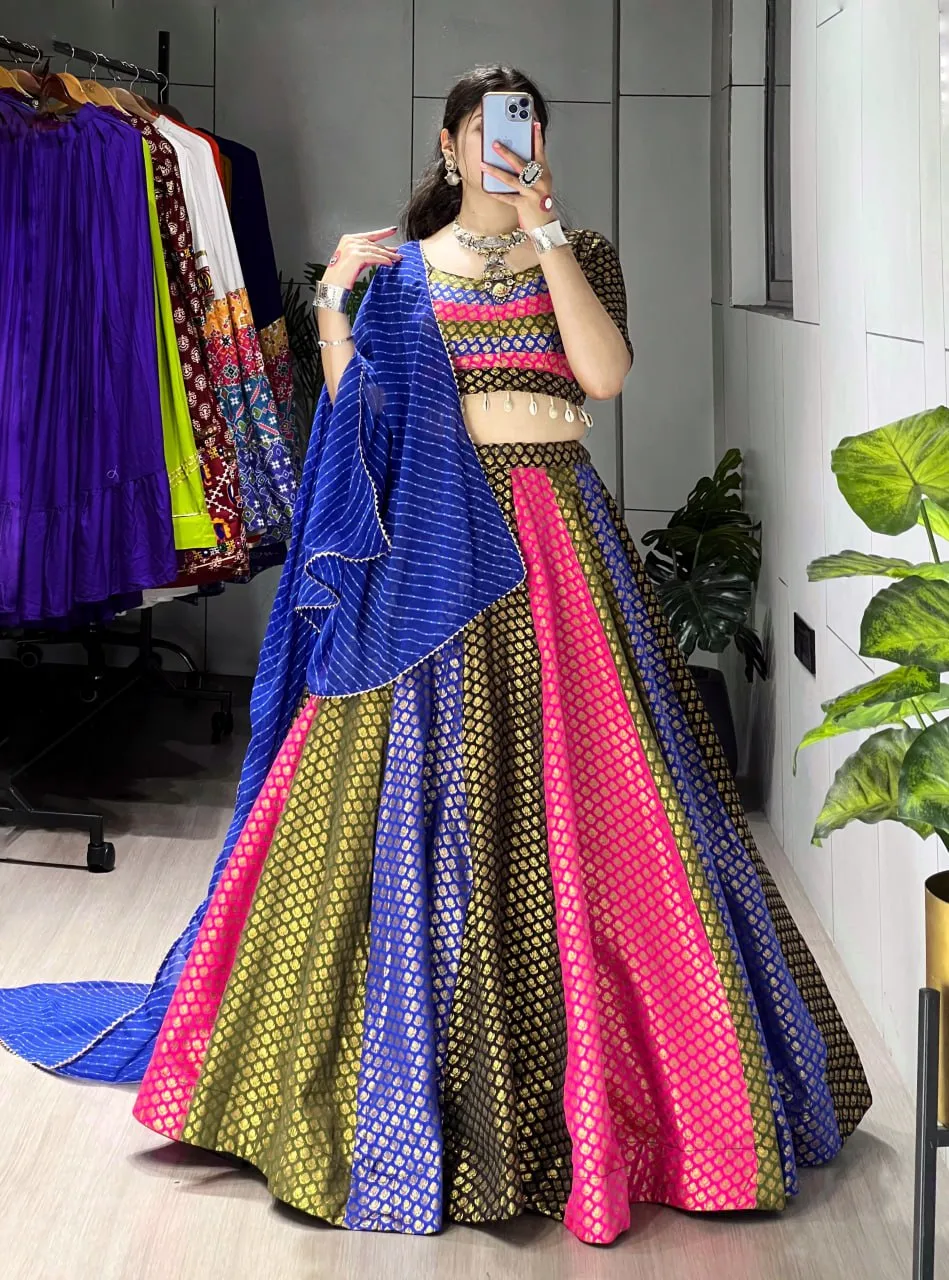 WMT 8069 Toned Silk Weaving Work Lehenga Choli Market in India