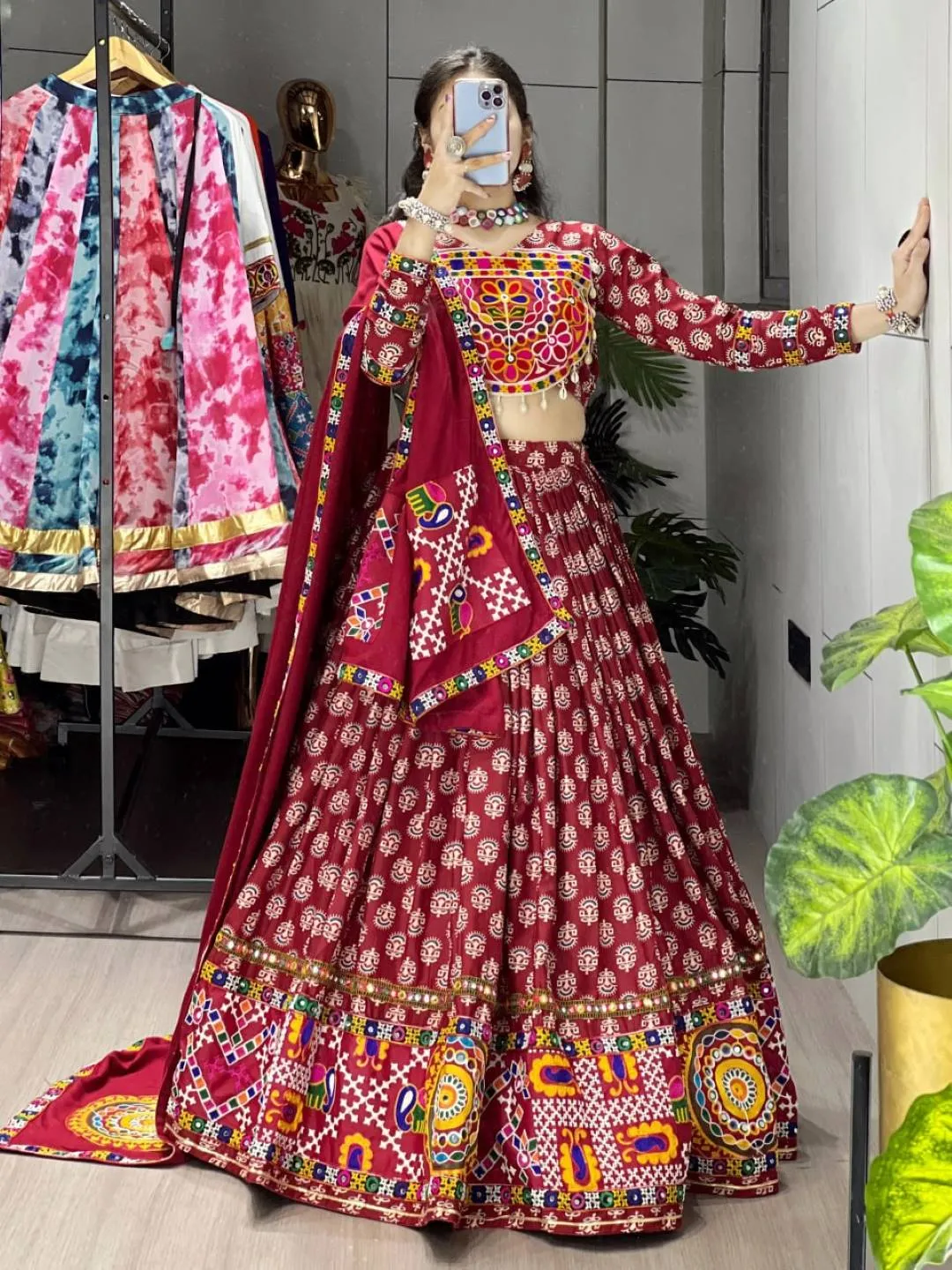 WMT 8076 Rayon Cotton Azarakh Printed Navratri Chaniya Choli Usa