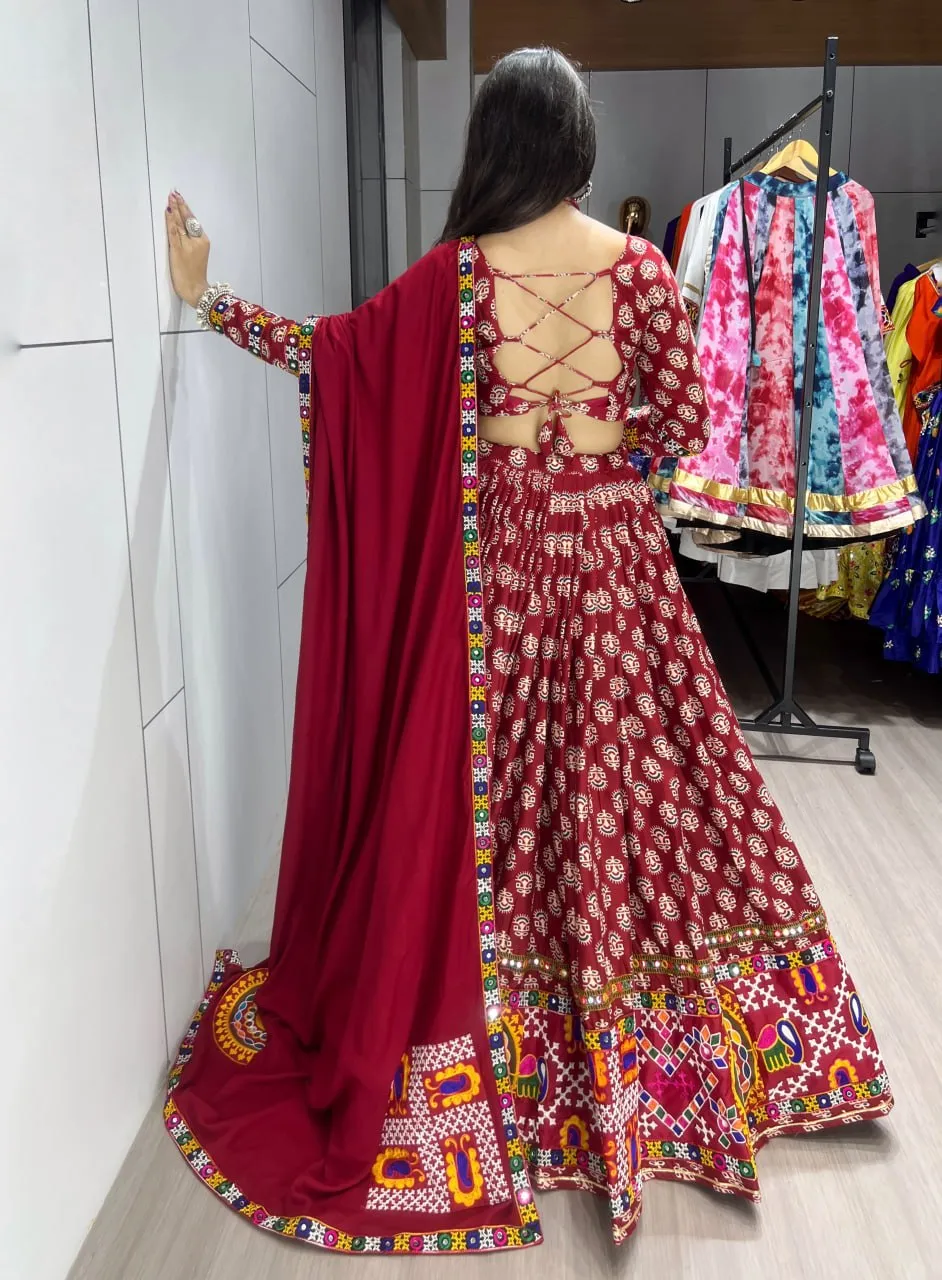 WMT 8076 Rayon Cotton Azarakh Printed Navratri Chaniya Choli Usa