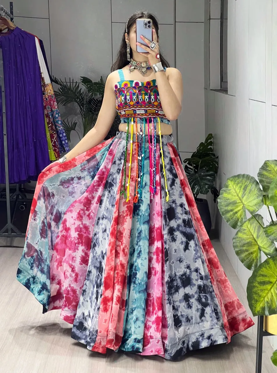 WMT 8077 Georgette Printed Multi Designer Top Lehenga Navratri Collection Usa