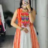 WMT Georgette Gota Patti Mirror Work Fancy Navratri Lehenga Kurti